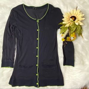 Theory LightWeight Navy Button Up Pocket Sweater M